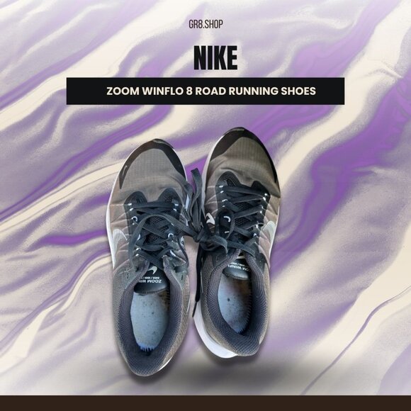 Nike Zoom Winflo 8 Road Running Shoes Black/White Size 8 Lightweight Mens Athlet - Picture 1 of 7